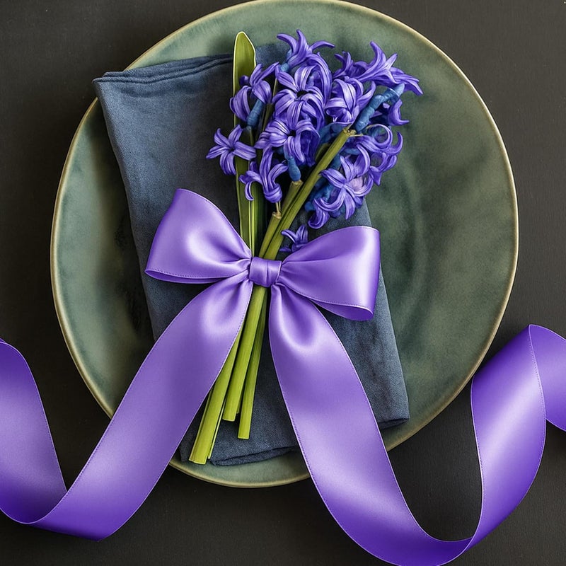 Fullive 1 1/2 Inch Violet Satin Ribbon, 30 Yards Ribbons for Crafts, Polyester Ribbon for Gift Wrapping for Birthday Graduate Valentines Day Decorations DIY Bows Wrapping Bouquet Floral Arrangements - Image 4